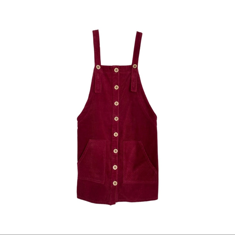 Forever 21 Burgundy Corduroy Overall Dress